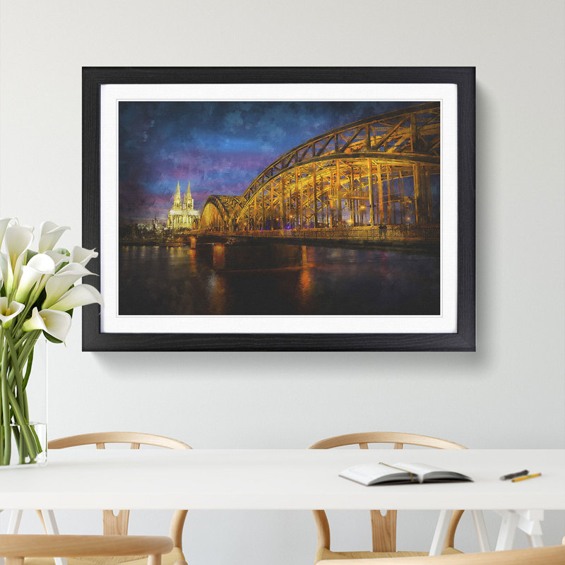Cologne Cathedral & the Hohenzollern Bridge - Picture Frame Graphic Art Print, Black Framed, 45cm H x 63cm W x 2cm D