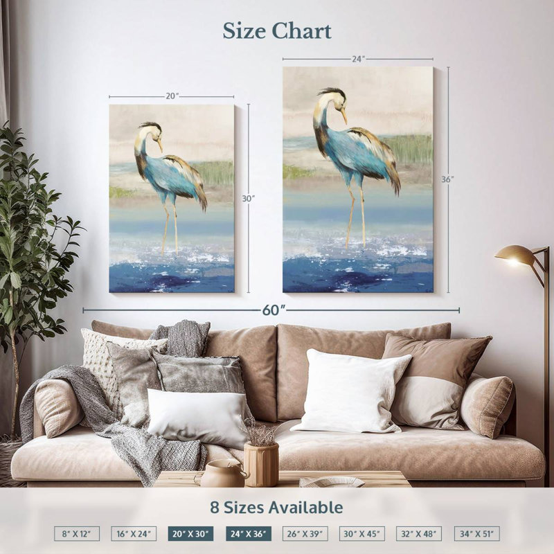 Brampt Heron On The Beach II, 36" H x 24" W