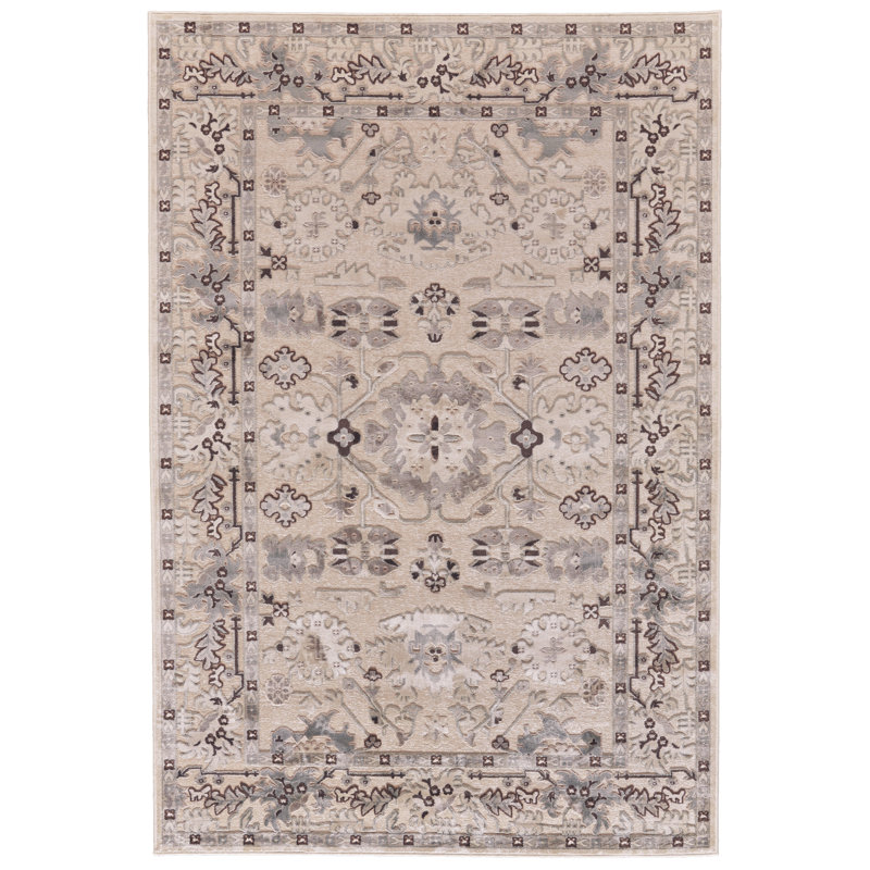 Cream/Gray Area Rug, Rectangle 7'6" x 10'6"
