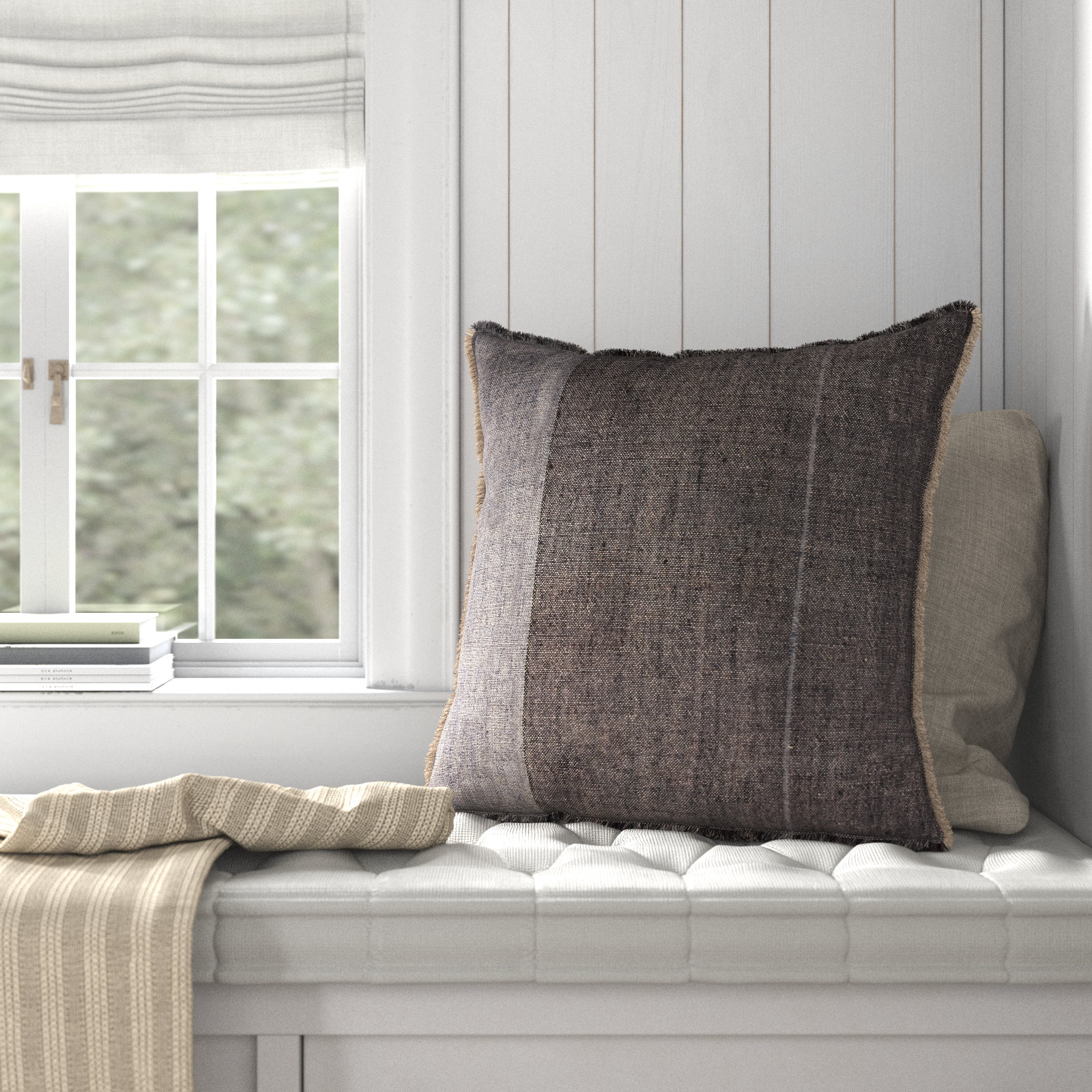 Rockefeller 24" x 24" Linen Pillow Cover, 24" H x 24" W, Gray, Polyester