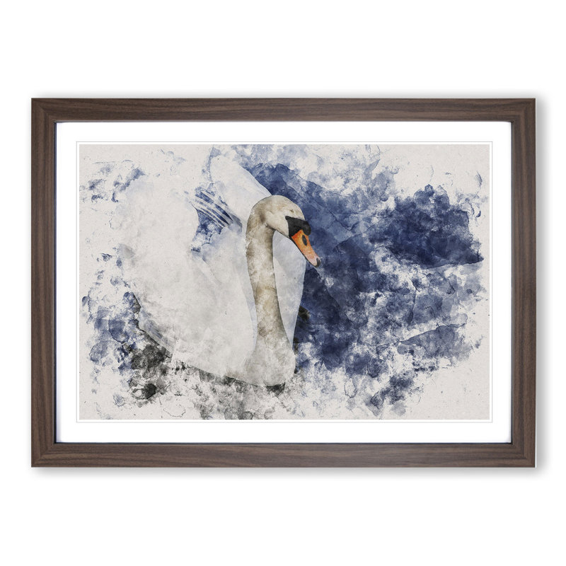 White Swan Vol.2 - Picture Frame Graphic Art, 48cm H x 65cm W x 2cm D, Walnut Framed
