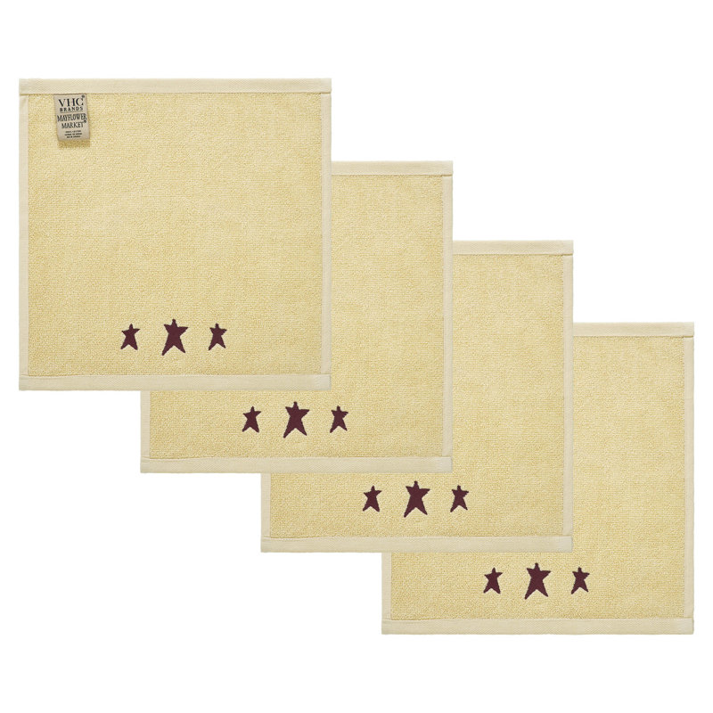 Ensemble de débarbouillettes 4 pièces Timeless Linens, Rouge / Crème