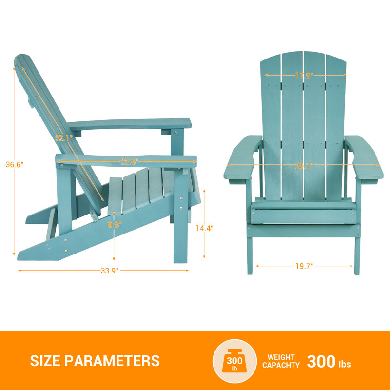 Waskom Classical HIPS Adirondack Chair for Patio Outdoor, Light Blue