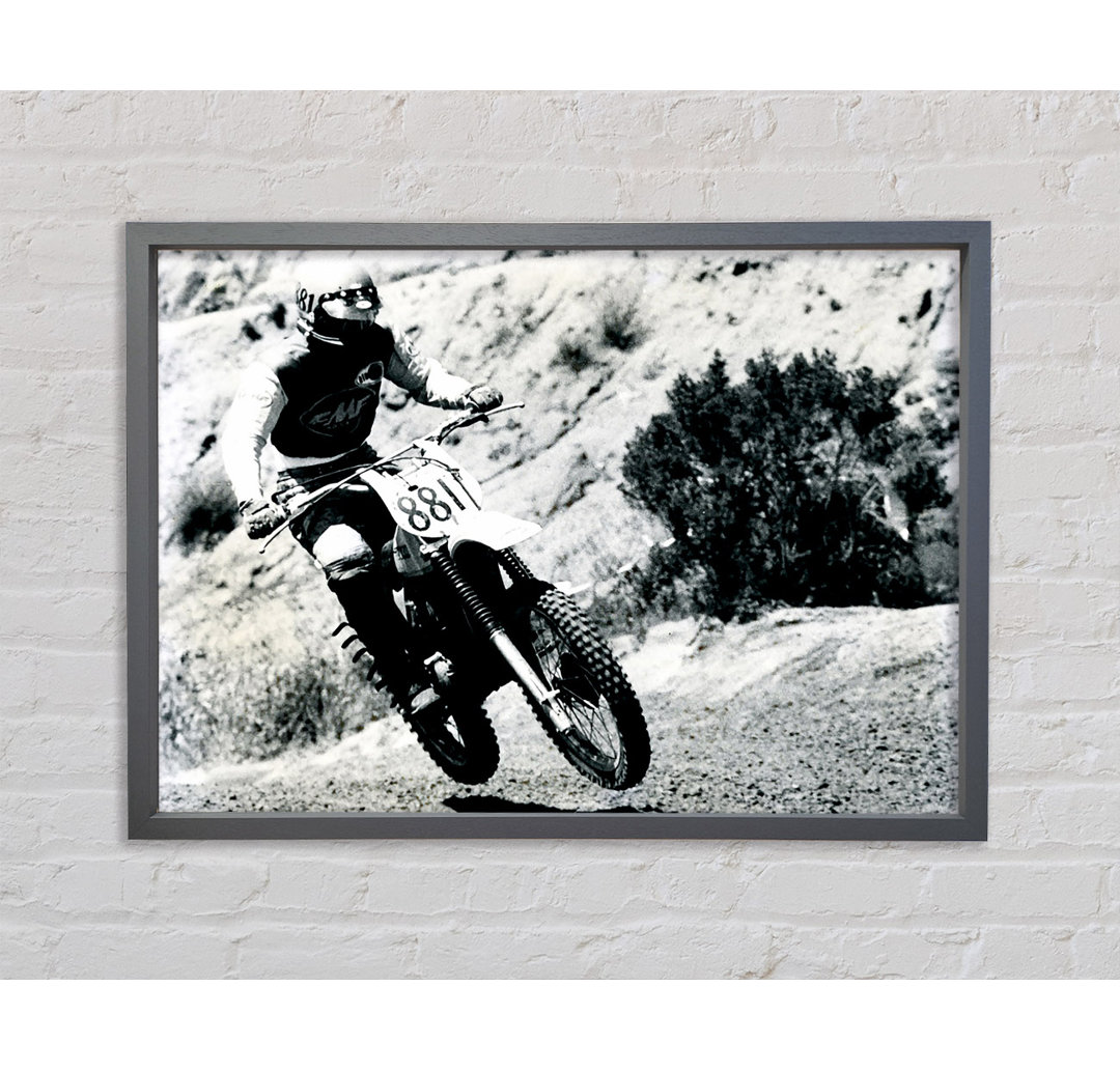 Motorcross Retro Race - Einzelbildrahmen Kunstdrucke auf Leinwand