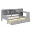 Lit de jour en L en bois avec sept armoires de rangement et deux tiroirs de rangement, lit multifonctionnel avec bureau d'étude-433838124-433838122
