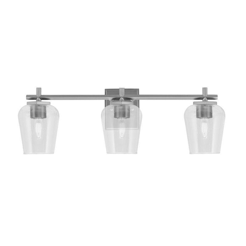 Finola Bath Bar Shown With Bubble Glass, 3 Lights, Graphite, 8.5" H x 26.25" W x 6.75" D
