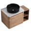 Meuble-lavabo mural 36 po avec lavabo d'art en céramique, tablettes de rangement, porte à fermeture en douceur, style moderne, teinte imitation chêne