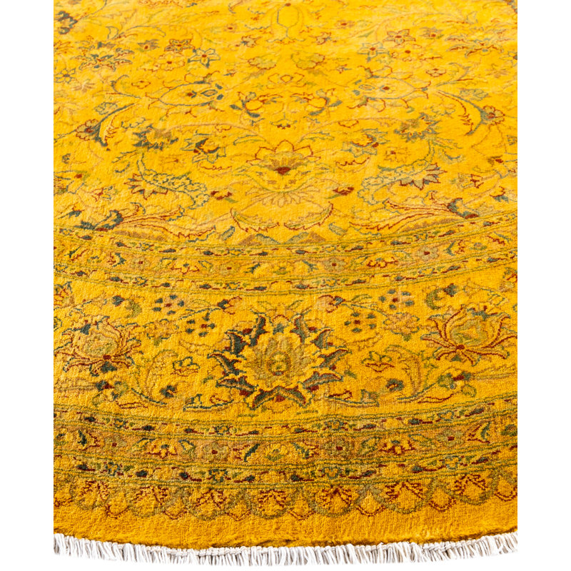 Overdyed Hand-Knotted Wool Modern-Contemporary Yellow Area Rug 8' 2" x 8' 2"