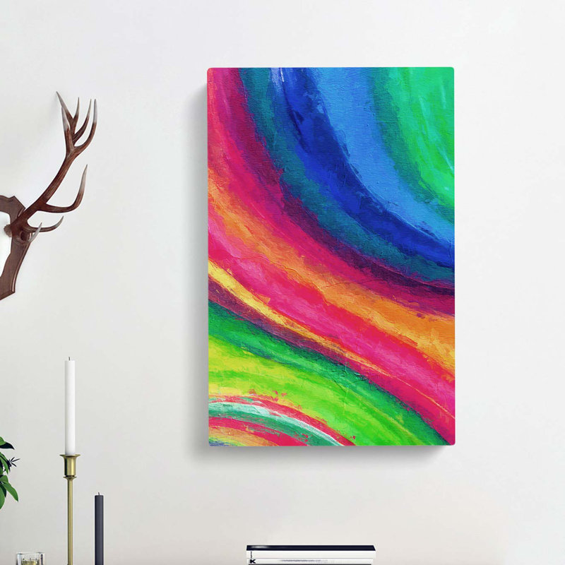 Rainbow Motion In Abstract - Wrapped Canvas, 91cm H x 60cm W x 3cm D