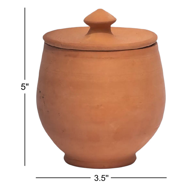 Terracotta Jar, 5" H x 3.5" W x 3.5" D