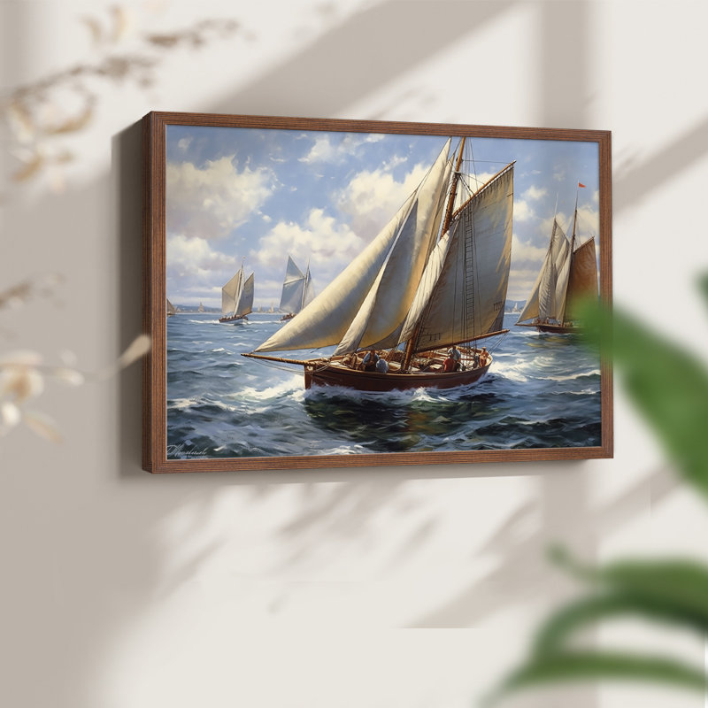 Série nautique-CC XXVII - reproduction encadrée - réarmable, H 11 po x l 14 po, Noyer