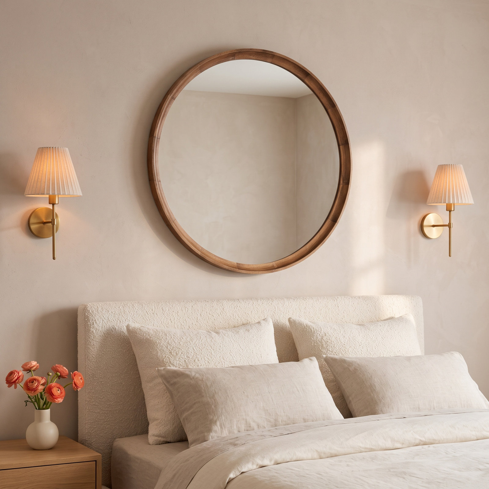 Zoie Wood Mirror, 34" x 34", Rustic Brown