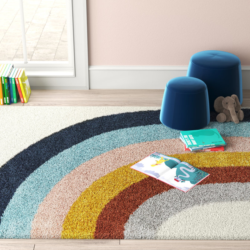 Tapis Olanda, Rectangle 8 pi 9 po x 12 pi, Crème arc-en-ciel