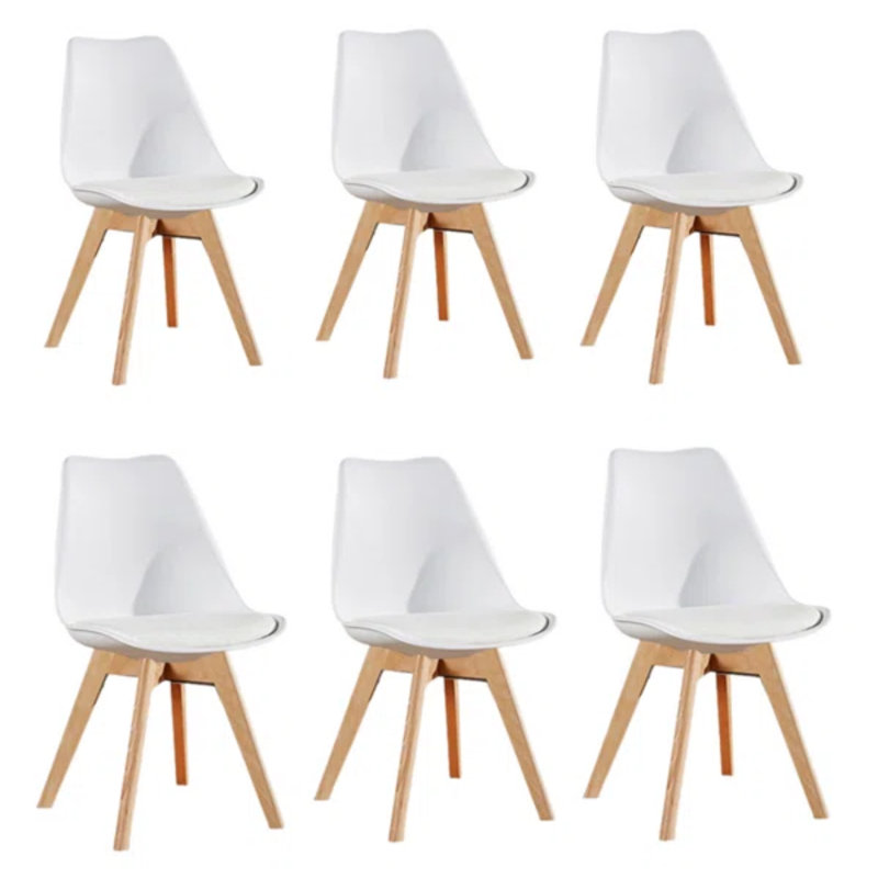 Carys Modern  Scandinavian Minimalist Dining Chairs with Faux Leather Cushions and Solid Wood Legs - Side Chair for Dining Room Kitchen Office
