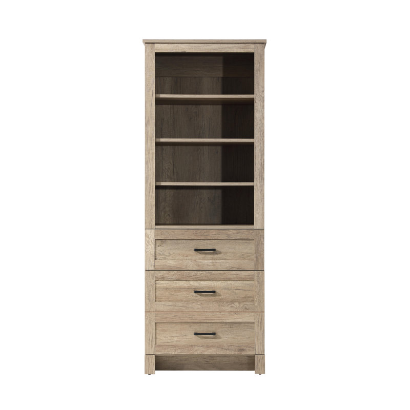 Armoire de rangement en verre 24 po pour salle de bain en chêne naturel, H 65 po x l 24 po x P 65 po, Chêne naturel