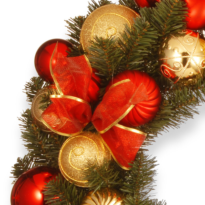 30" Red and Gold Ornament Wreath