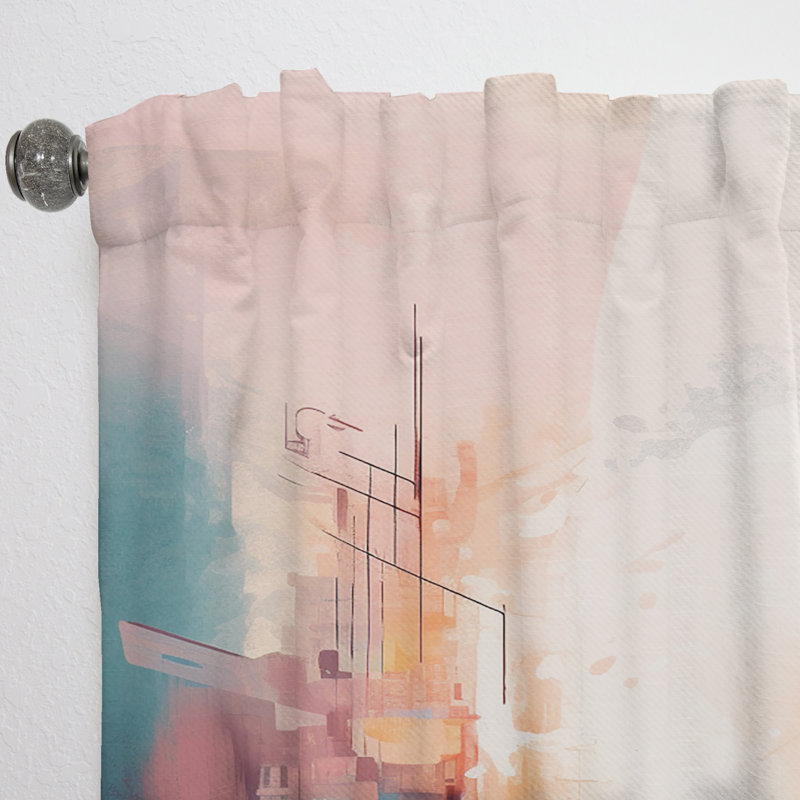Horrel - Pink And Green Cubism In Motion - Cubism Curtain - Velvet Room Darkening - 1 panel, 52" W x 108" L