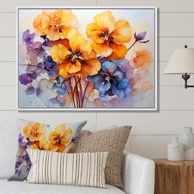 «Pansies Gilded Elegance Bouquet II», reproduction sur toile