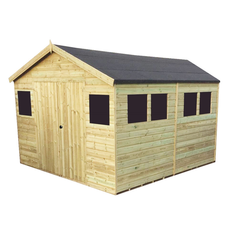 Izola Solid Wood Garden Shed, 10 ft. W x 12 ft. D