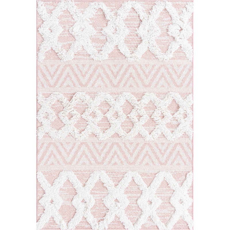 Tapis contemporain Jordalier de couleur rose, Rectangle 2 pi 3 po x 3 pi