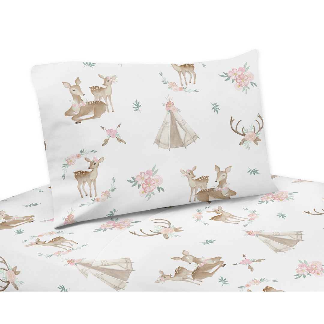 Deer Floral Microfiber Sheet Set Sweet Jojo Designs 