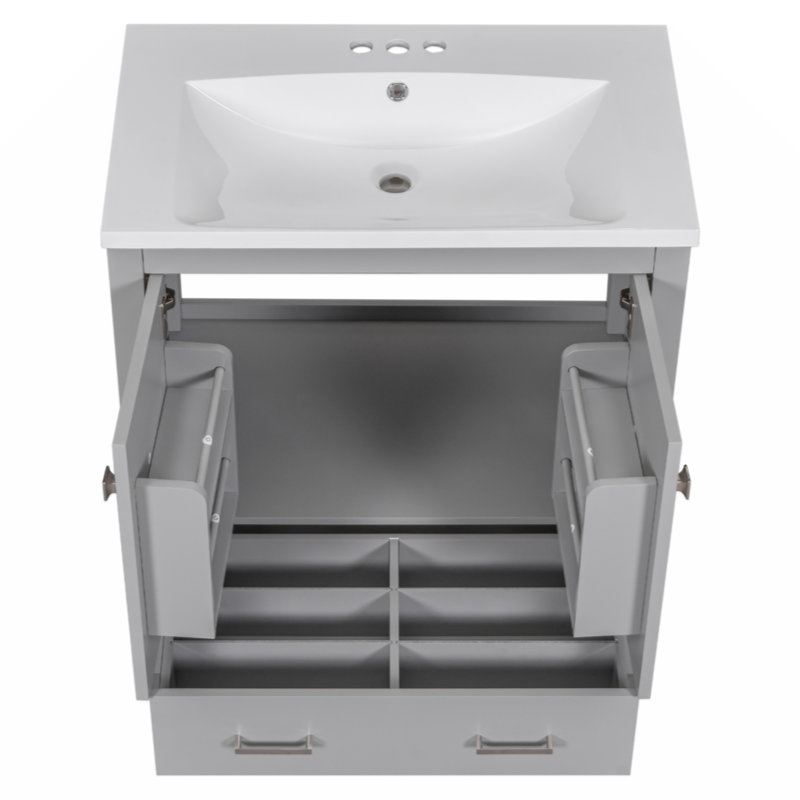 Delafe 30 " W 1 Single Vanity Bathroom Vanity With Top, Gray
