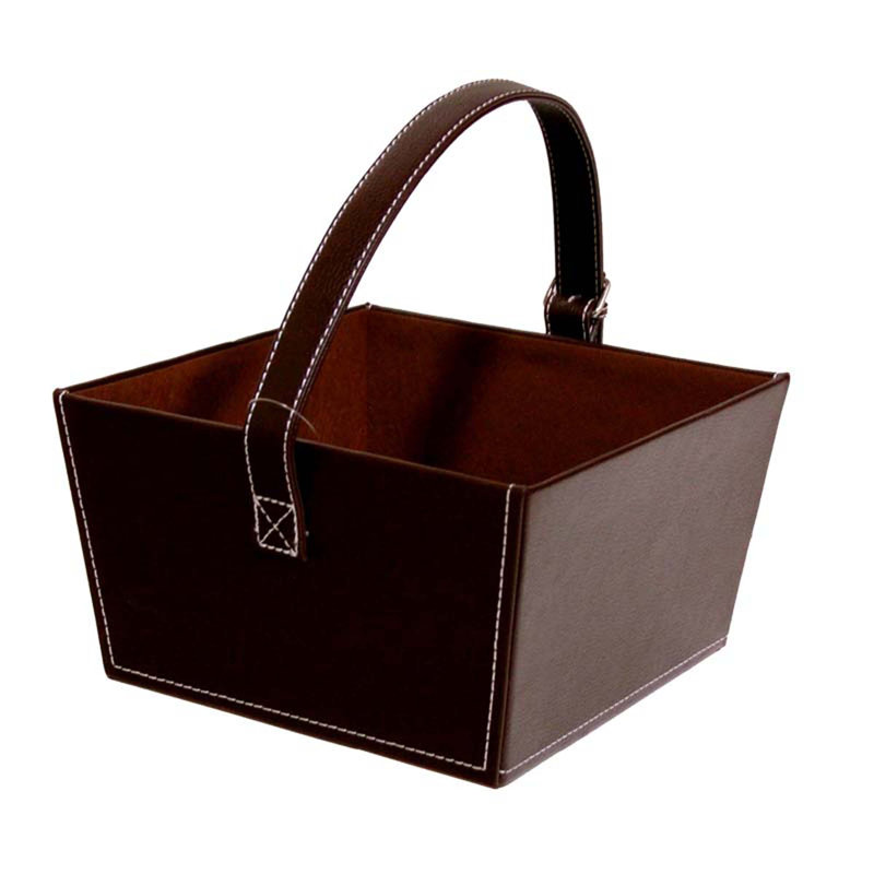 Faux panier en cuir Baderbräu, H 5 po x l 8 po x P 8 po, Noir