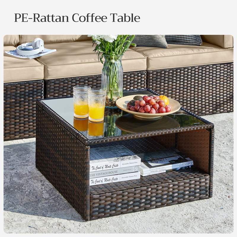 Zipcode Design™ Herrin 7 Piece Rattan Sectional Seating Group with