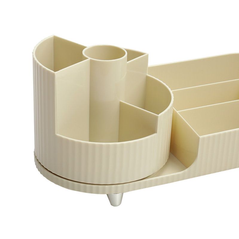 Nakayah Plastic 9 Compartment Makeup Organizer, Cream