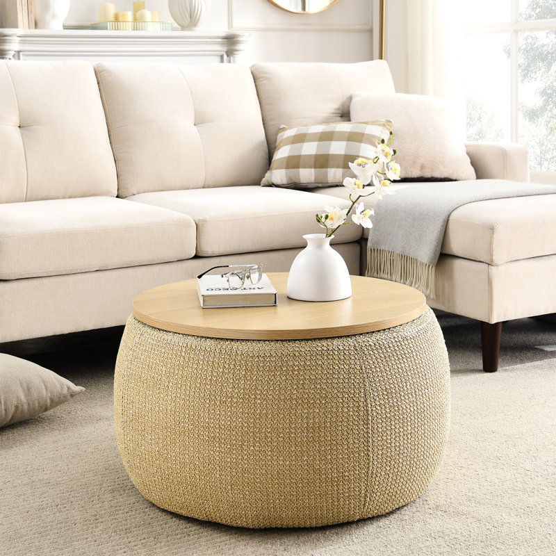 Natural Storage 2 In 1 - 25.5X25.5X14.5 Inches, Handmade With Plastic Upholstery, Sumptuous Fabric, Can Be Used As Or Seat, 23Lbs Weight, No Assembly Required Colour, Works End Table & 250Lbs Capacity,