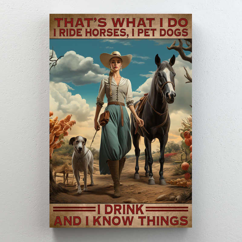 Marvic I Ride Horses I Pet Dogs I Drink, H 14 po x l 11 po x P 1,25 po