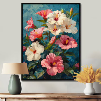 «Vibrant Dance of Pink Blue Hibiscus II - Hibiscus», art mural