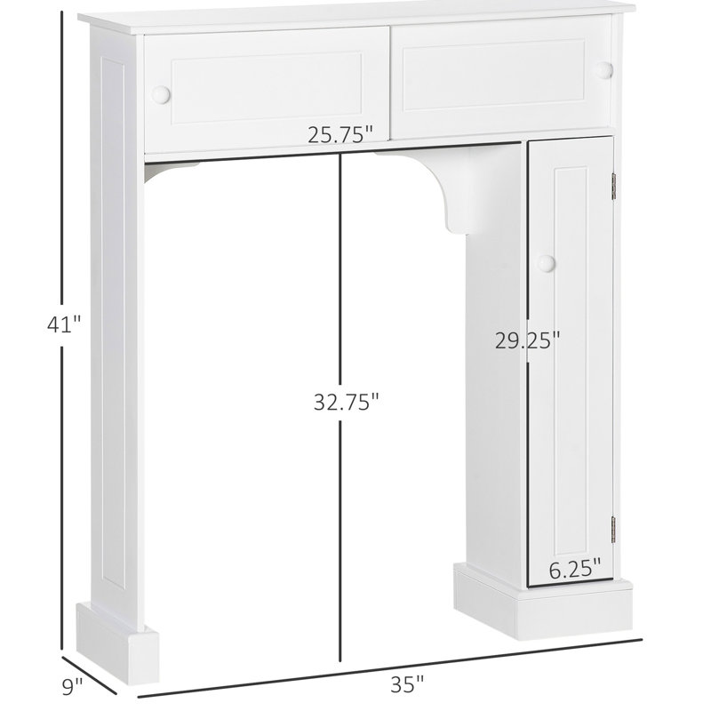 Armoire de rangement pour salle de bain au-dessus de la toilette, autoportante blanche avec tablettes réglables, permettant d'économiser de l'espace pour le papier et les serviettes de toilette