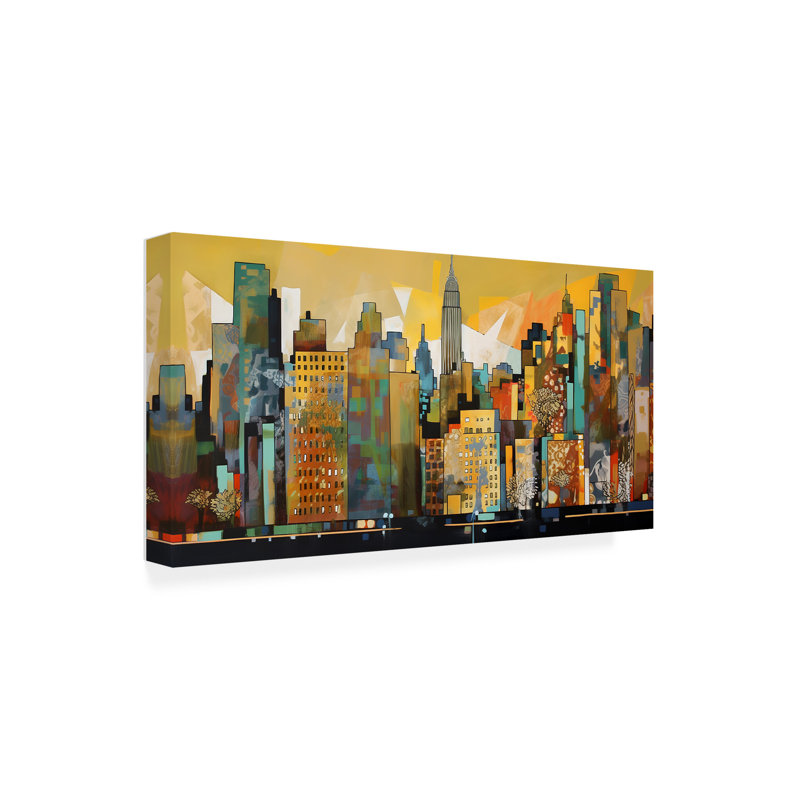 «Pop Art New York Gold 8 on Canvas» par Ray Heere, reproduction, H 12 po x l 24 po x P 2 po