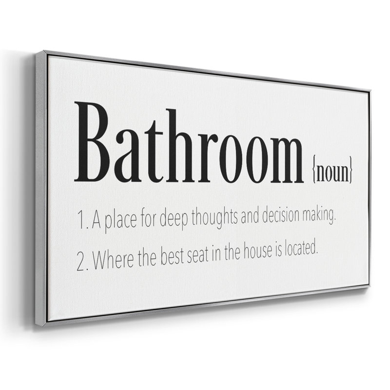 «Bathroom Définition» - Toile tendue avec châssis encadré - Prêt à accrocher, H 21 po x l 41 po, Argent argent