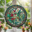 Panneau de vitrail à motif floral Colibri ， H 12 po-284123938