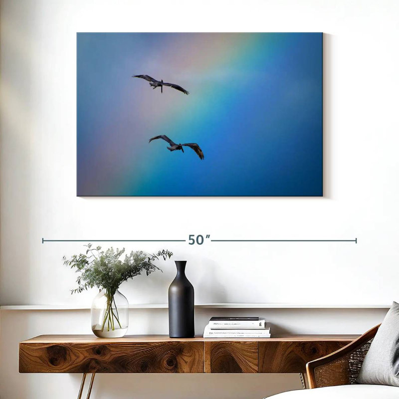 Brampt oiseaux et arc-en-ciel, H 26 po x l 39 po