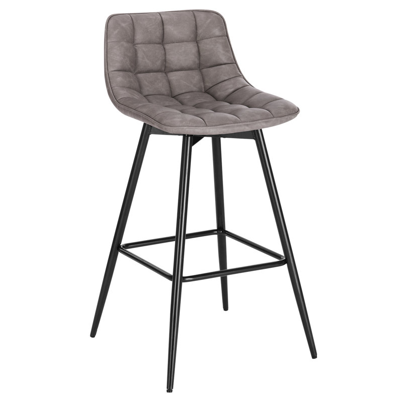 Upholstered Counter Stool with Metal Frame, Dark Grey, 1