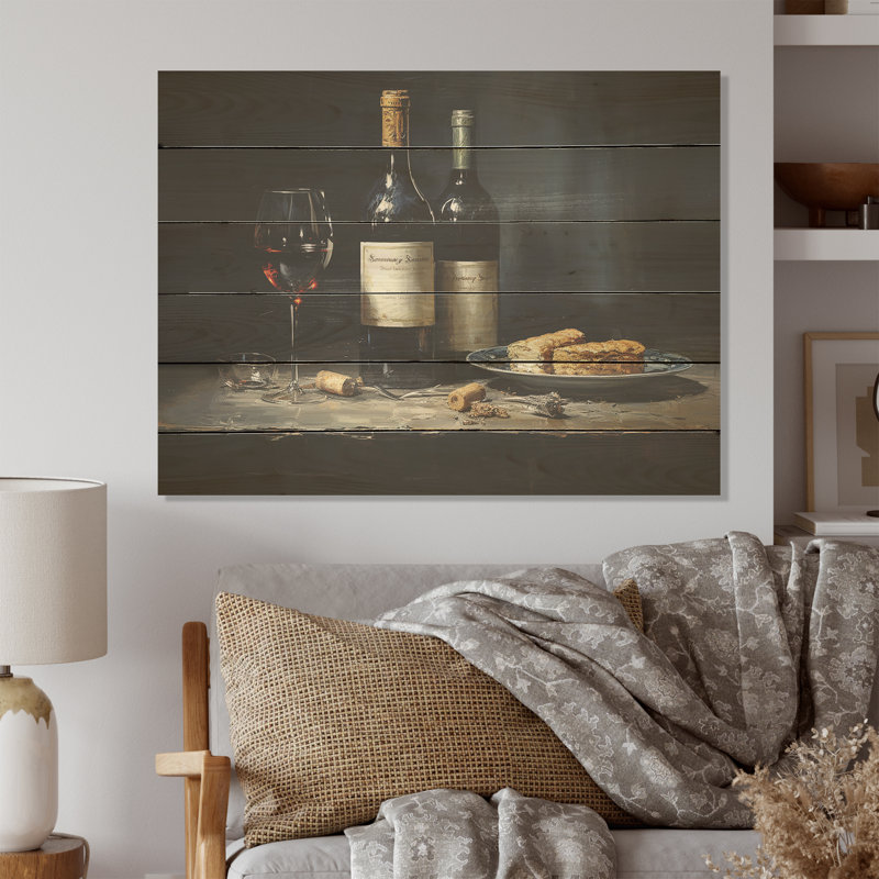Sommeliers, art mural sur bois de pin naturel, H 24 po x l 32 po