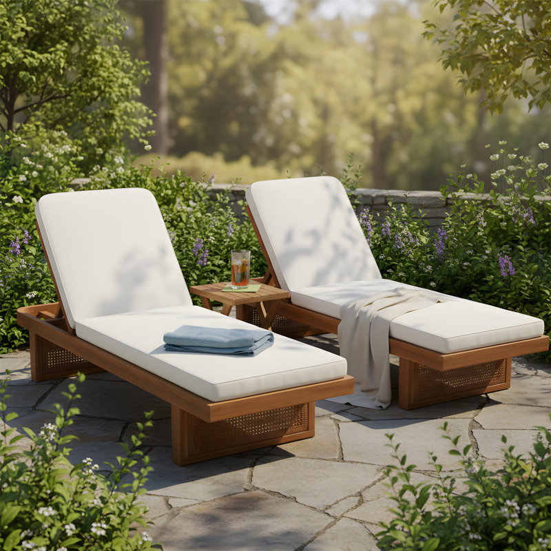 Ensemble de 2 chaises longues en bois pour patio, bord de piscine, jardin, 2