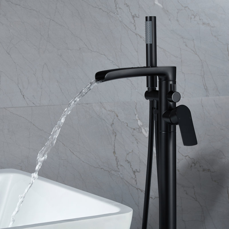 1 Handle Bathroom Waterfall Faucet with Diverter, Matt Black