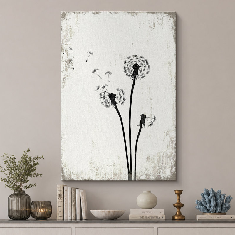 Pissenlit «Simple Whimsy Flying Dandelion, H 24 po x l 16 po, Toile tendue, Sans cadre