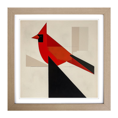 Cardinal Bird Suprematism No.1 - Framed Print