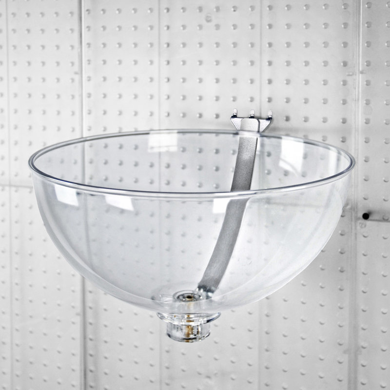 14" Bowl Display with Curved Metal Arm for Pegboard/Slatwall