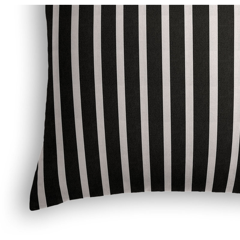 Sunbrella Shore Striped Indoor/Outdoor Throw Pillow, 22" x 22" x 6", Black