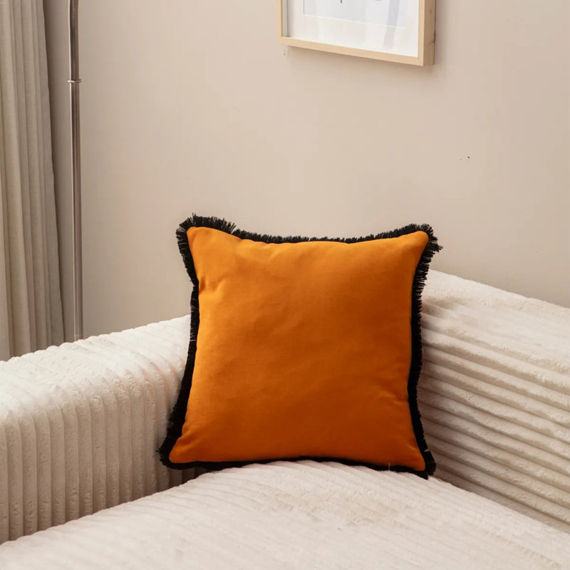 Brookmont Square Cushion Cover, Orange/Black, 2 Piece Set