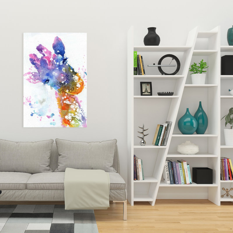 Abstract Giraffe with Color Splash - Animals Bedroom Canvas