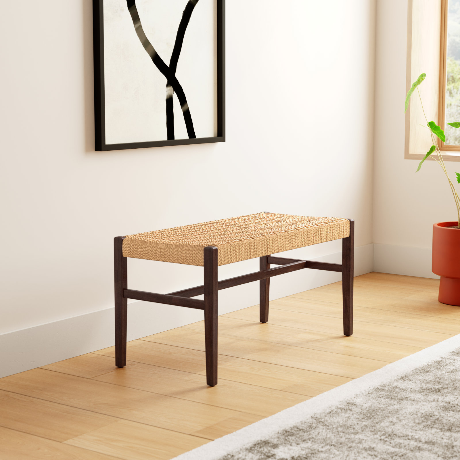 Piper Bedroom Bench, 18" H x 36" W x 17" D, Natural