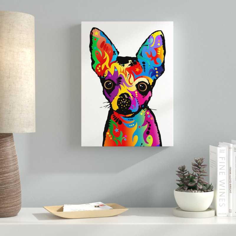 « chihuahua dog white », impression sur toile tendue, H 19 po x l 14 po x P 2 po
