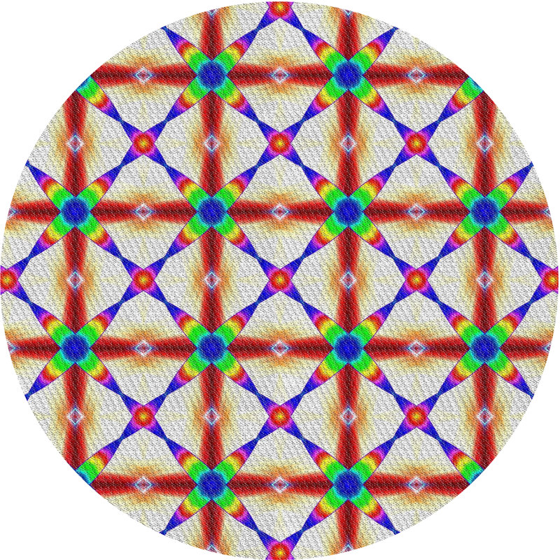 Motif géométrique rouge/vert/bleu Tapis décoratif, Rond 8 pi